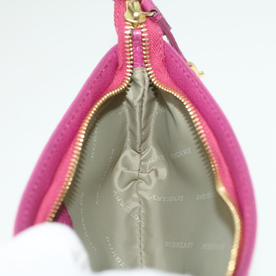 Burberry Nova Check Chain Accessory Pouch PVC Leather Beige Pink Auth yk5442