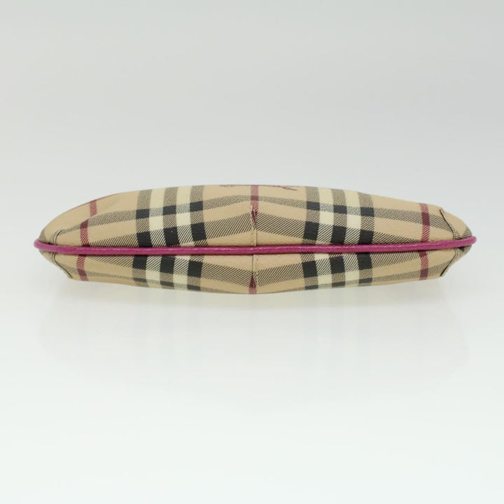 Burberry Nova Check Chain Accessory Pouch PVC Leather Beige Pink Auth yk5442
