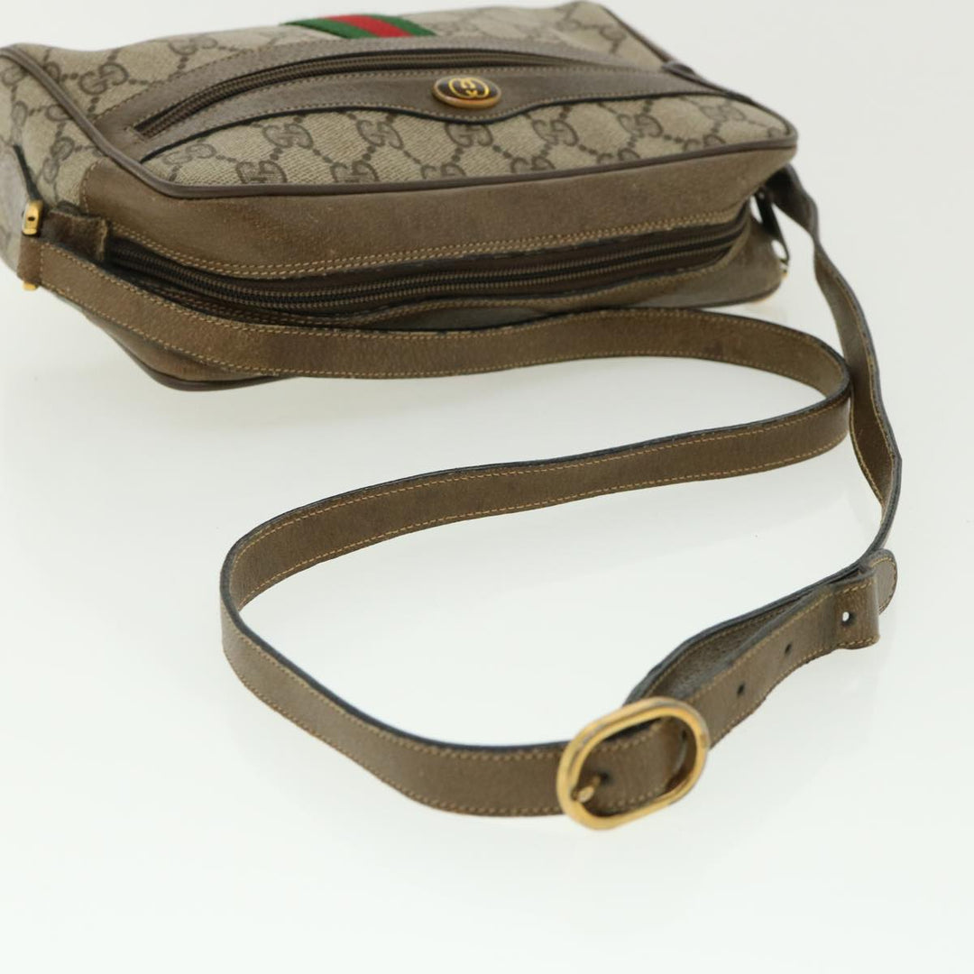GUCCI GG Canvas Web Sherry Line Shoulder Bag Beige Green 98.02.004  yk5881B