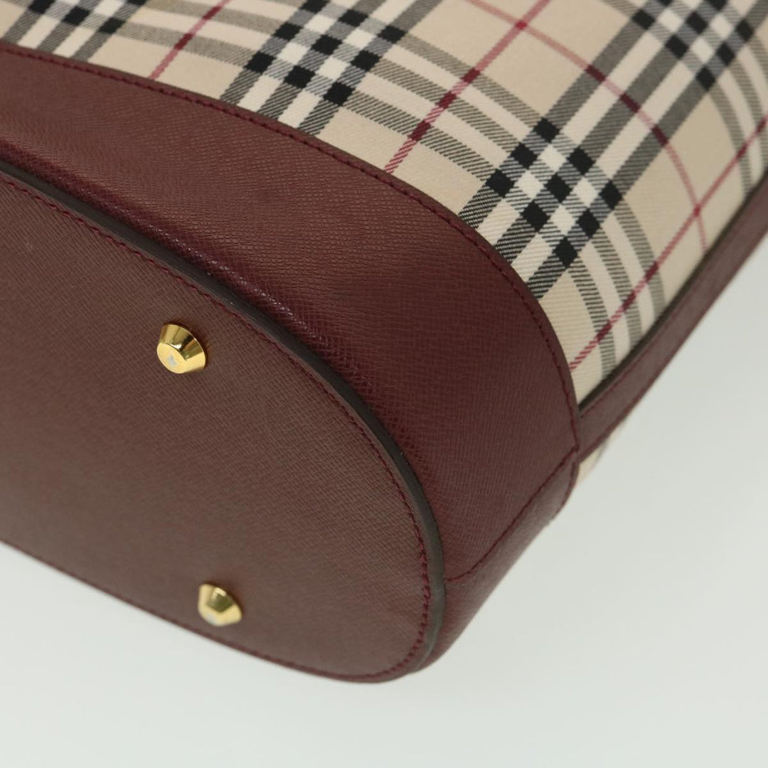 Burberry Nova Check Tote Bag Nylon Beige Auth yk6343