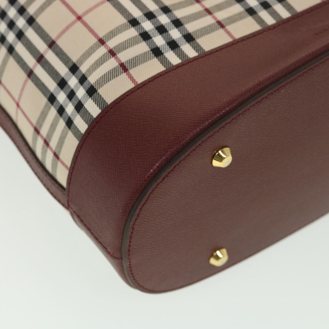 Burberry Nova Check Tote Bag Nylon Beige Auth yk6343