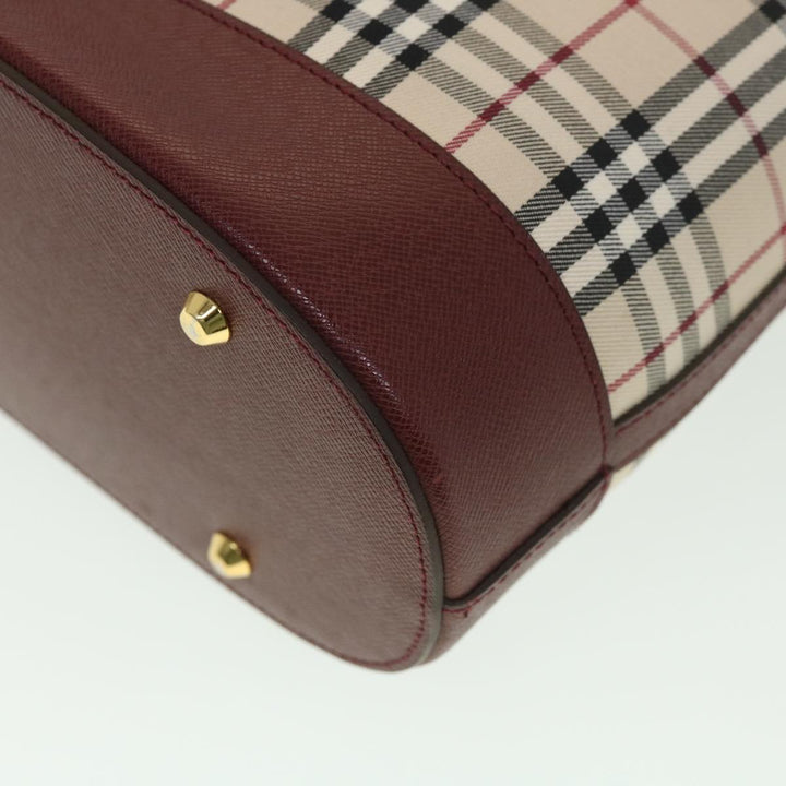 Burberry Nova Check Tote Bag Nylon Beige Auth yk6343