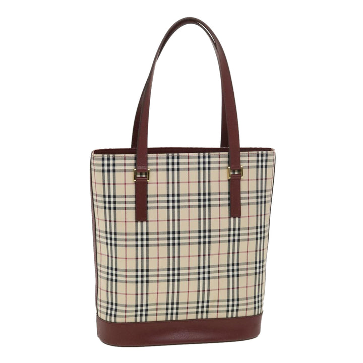 Burberry Nova Check Tote Bag Nylon Beige Auth yk6343