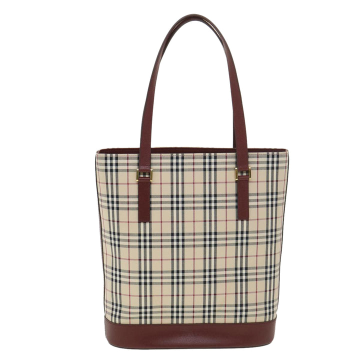 Burberry Nova Check Tote Bag Nylon Beige Auth yk6343
