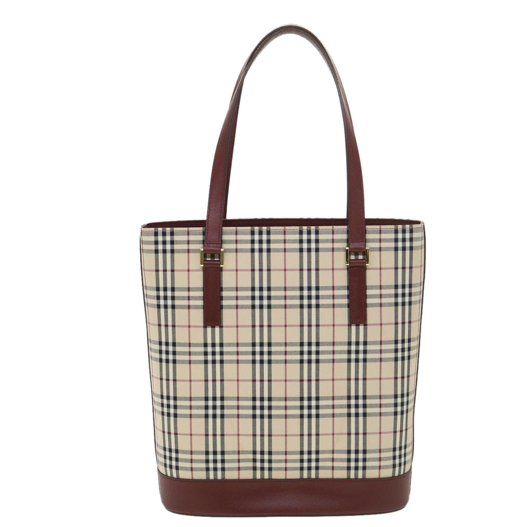 Burberry Nova Check Tote Bag Nylon Beige Auth yk6343