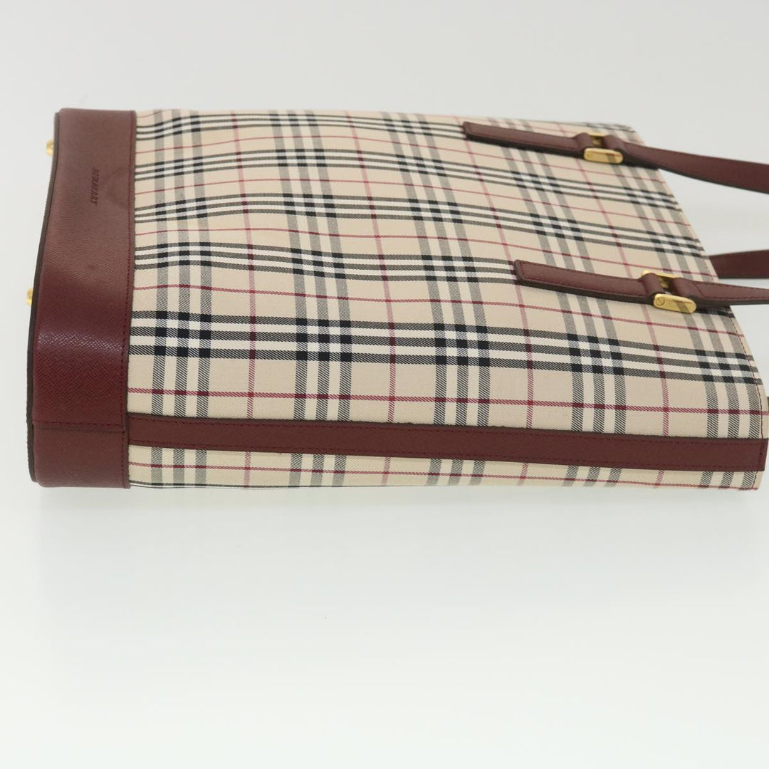 Burberry Nova Check Tote Bag Nylon Beige Auth yk6343