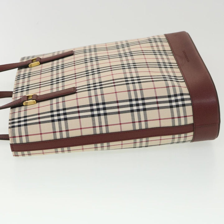 Burberry Nova Check Tote Bag Nylon Beige Auth yk6343