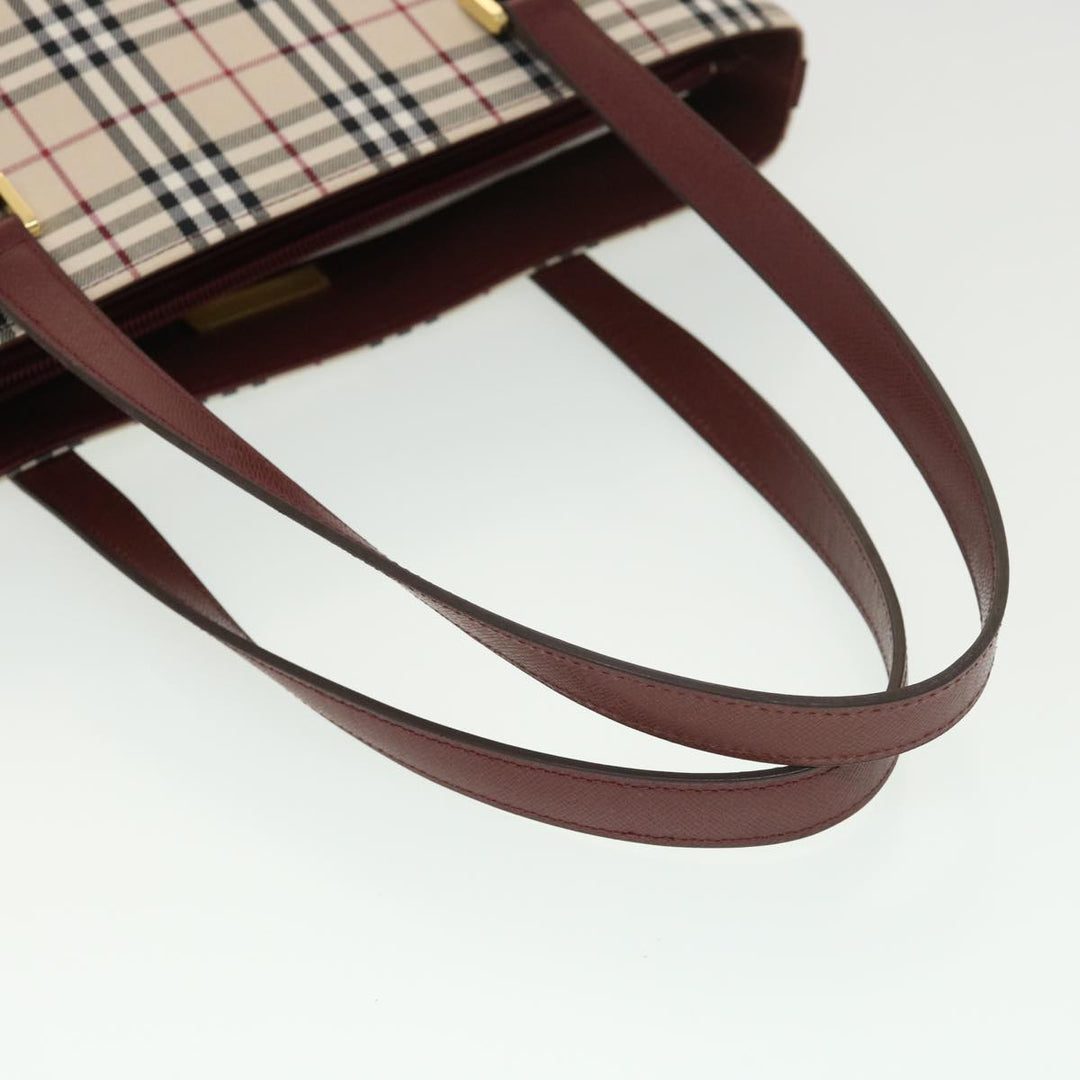 Burberry Nova Check Tote Bag Nylon Beige Auth yk6343