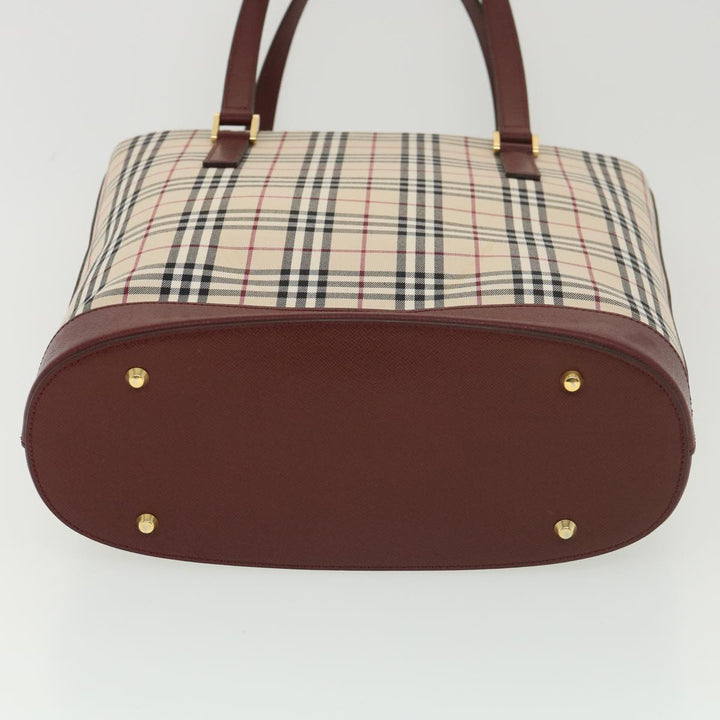 Burberry Nova Check Tote Bag Nylon Beige Auth yk6343