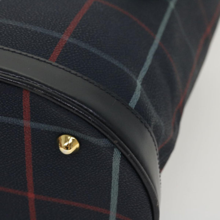 BURBERRYSs Nova Check Shoulder Bag PVC Leather Navy Auth yk7007B
