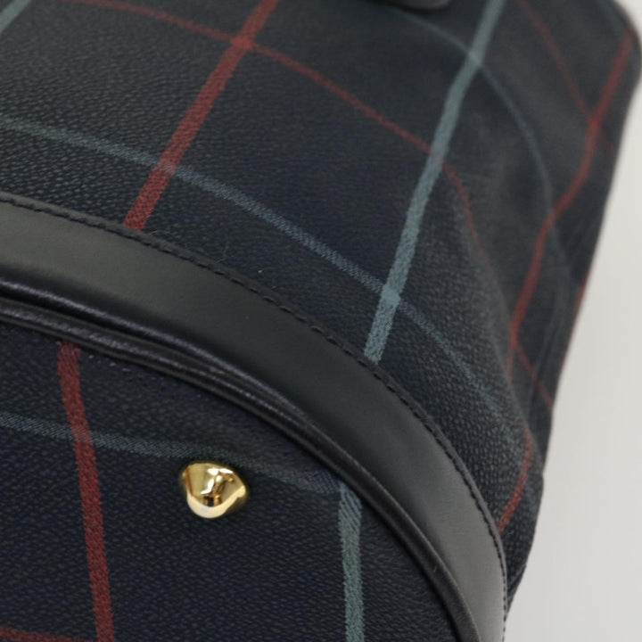 BURBERRYSs Nova Check Shoulder Bag PVC Leather Navy Auth yk7007B