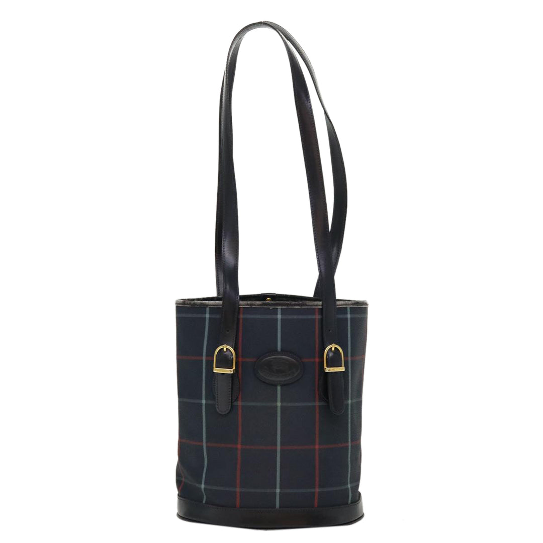 BURBERRYSs Nova Check Shoulder Bag PVC Leather Navy Auth yk7007B
