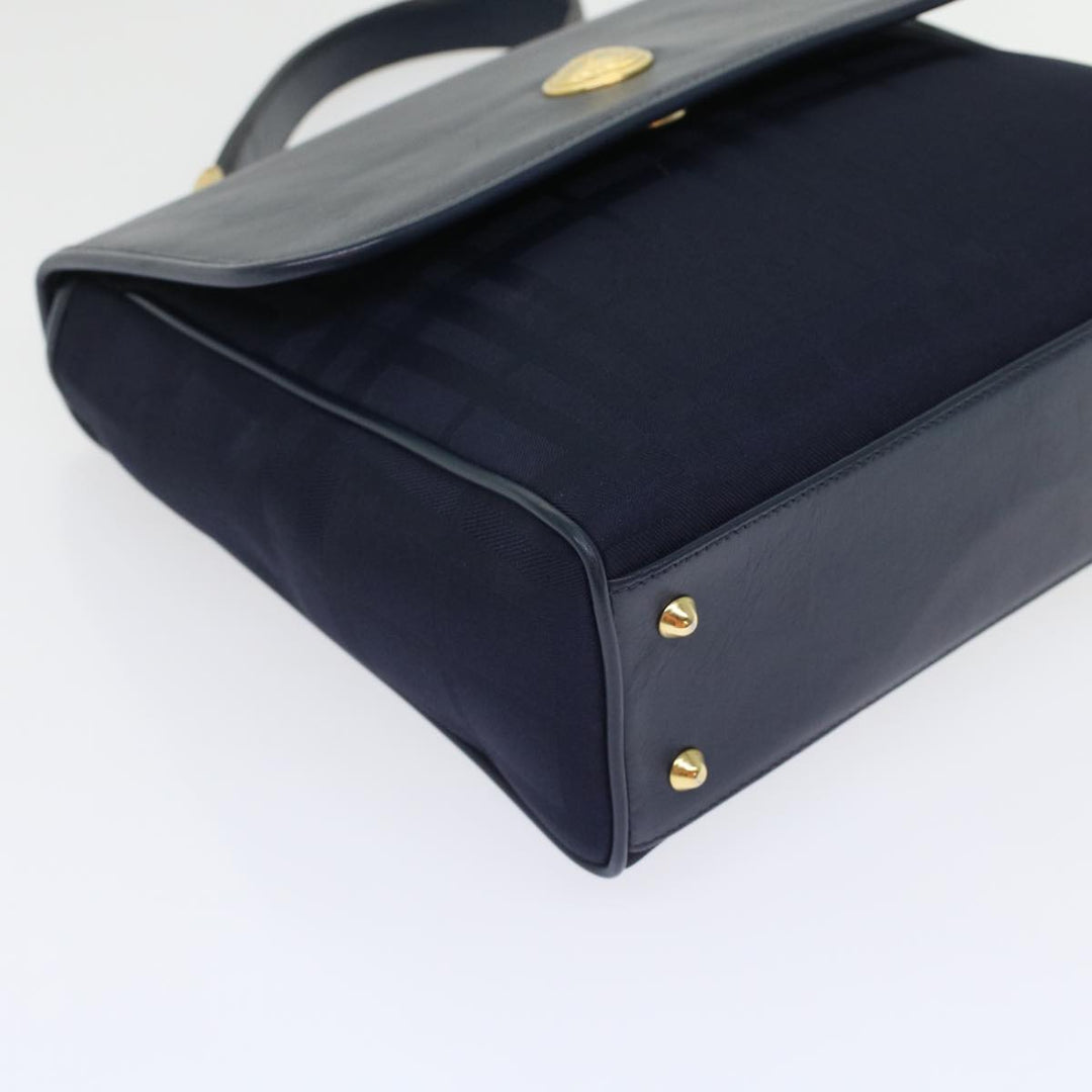 BurberrySs Nova Check Hand Bag Nylon Leather Blue Auth yk7428