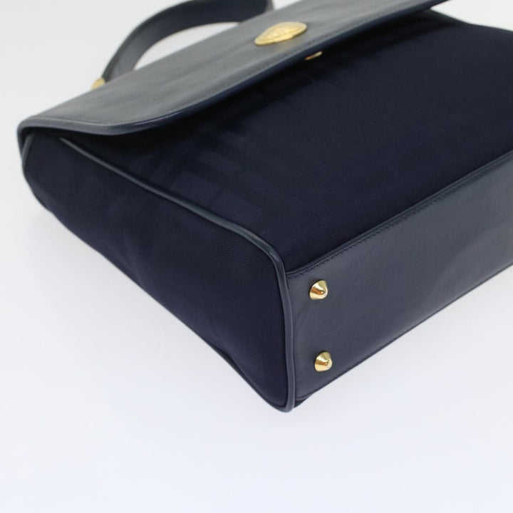 BurberrySs Nova Check Hand Bag Nylon Leather Blue Auth yk7428