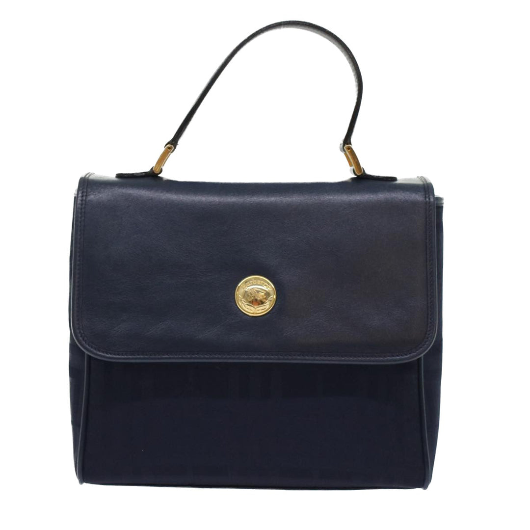 BurberrySs Nova Check Hand Bag Nylon Leather Blue Auth yk7428