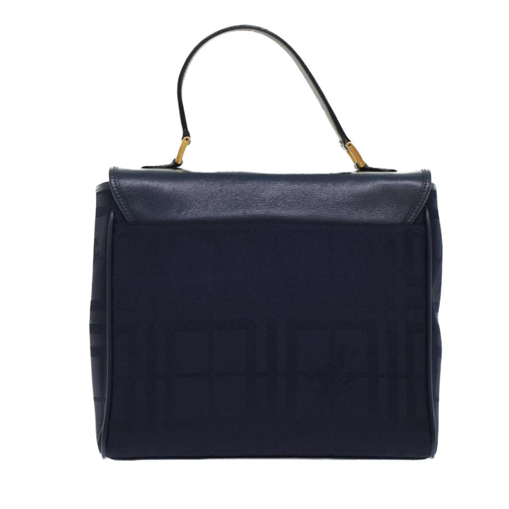 BurberrySs Nova Check Hand Bag Nylon Leather Blue Auth yk7428