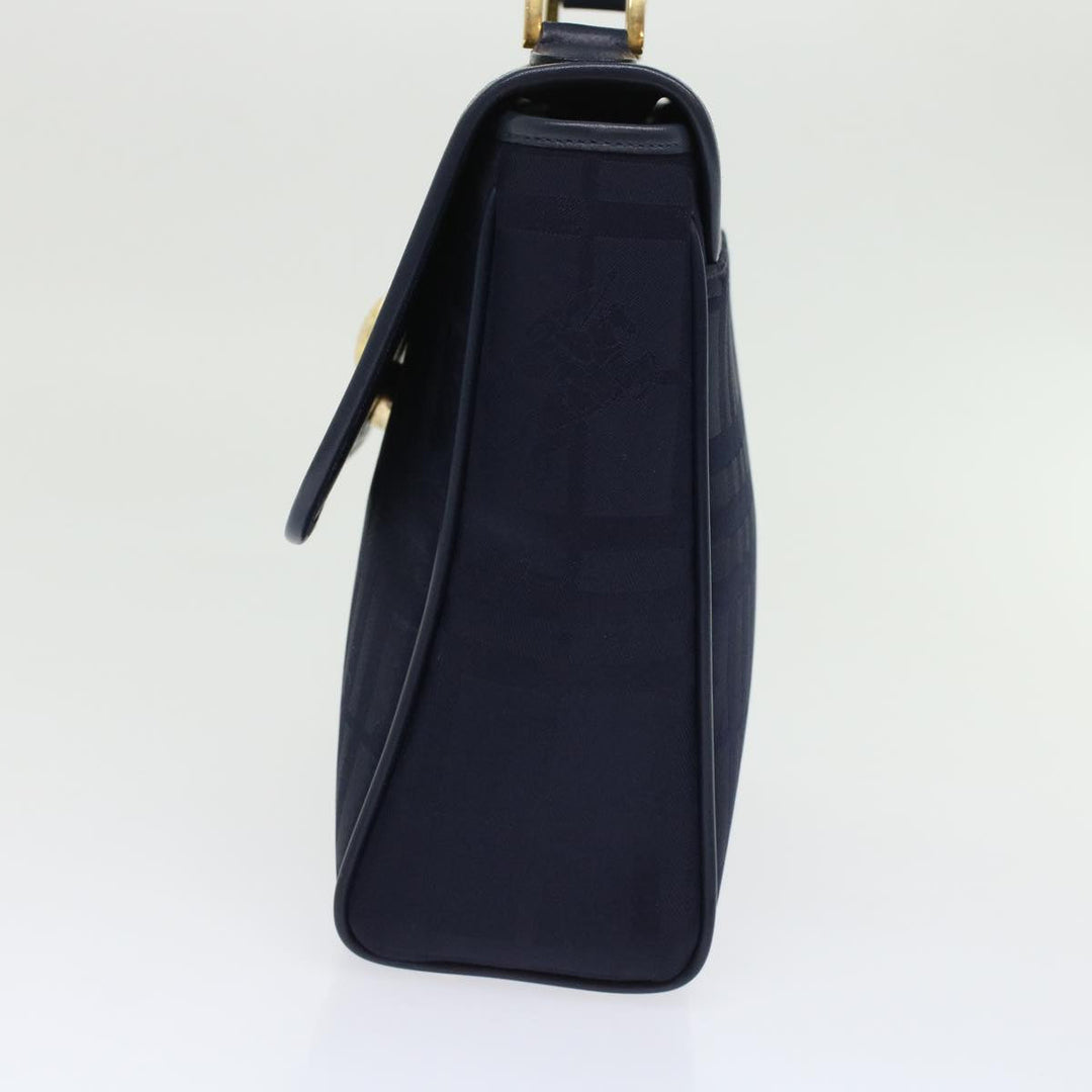 BurberrySs Nova Check Hand Bag Nylon Leather Blue Auth yk7428