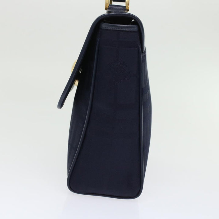 BurberrySs Nova Check Hand Bag Nylon Leather Blue Auth yk7428
