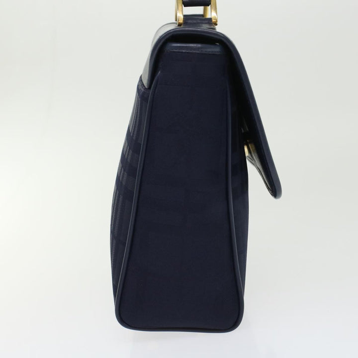 BurberrySs Nova Check Hand Bag Nylon Leather Blue Auth yk7428