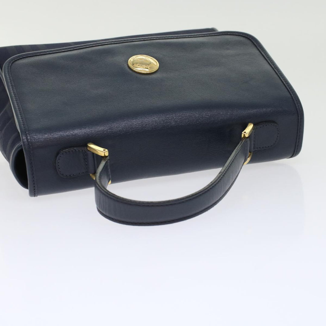 BurberrySs Nova Check Hand Bag Nylon Leather Blue Auth yk7428