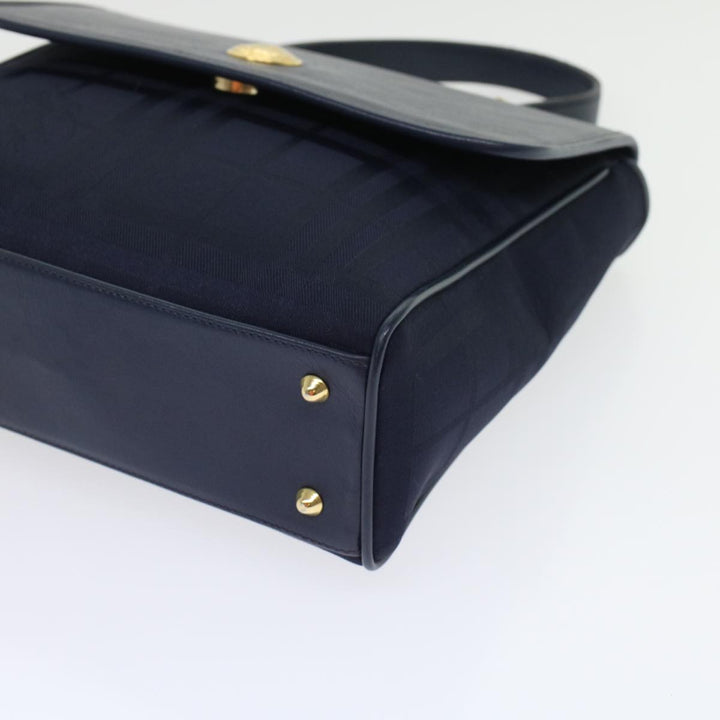 BurberrySs Nova Check Hand Bag Nylon Leather Blue Auth yk7428