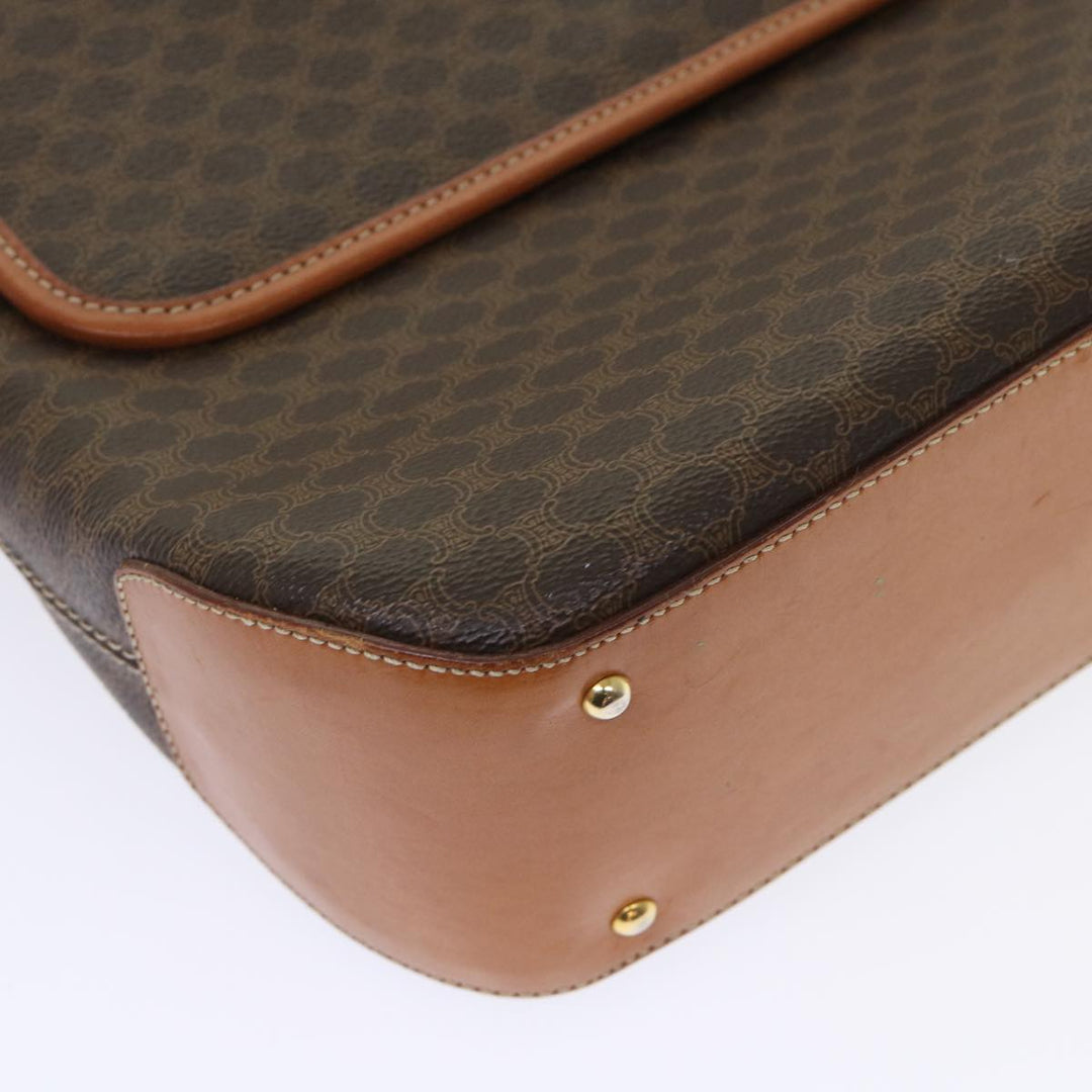 Celine Macadam Canvas Hand Bag PVC Leather Brown 7546B