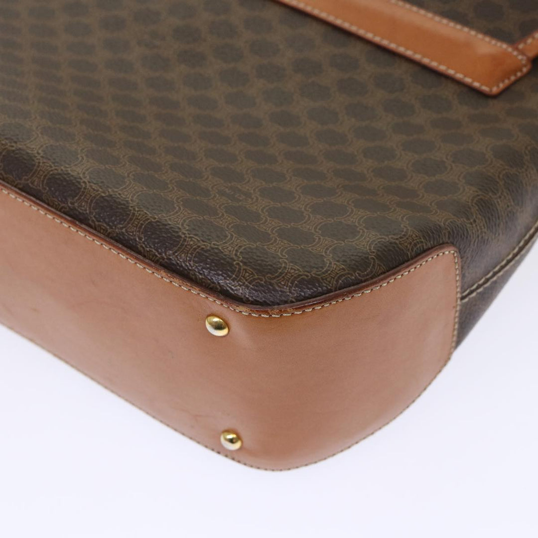 Celine Macadam Canvas Hand Bag PVC Leather Brown 7546B