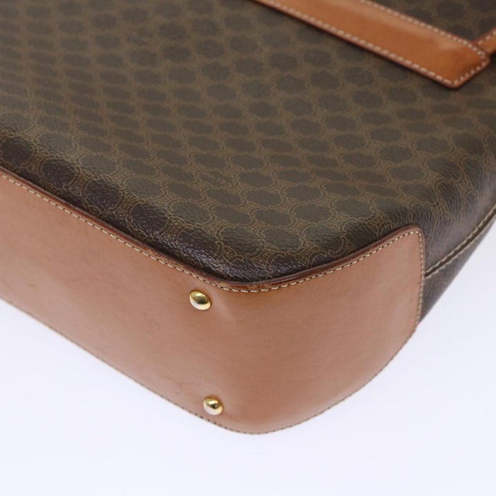Celine Macadam Canvas Hand Bag PVC Leather Brown 7546B