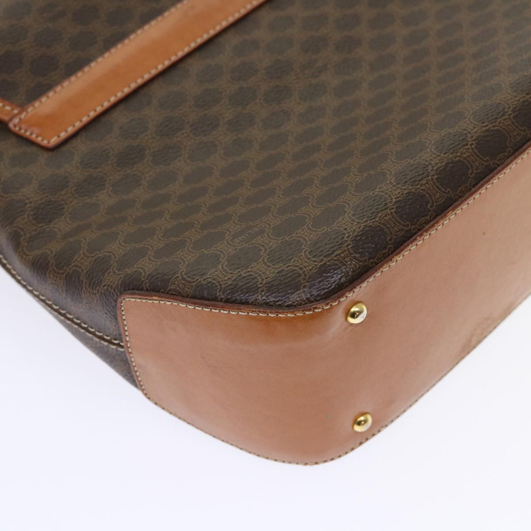 Celine Macadam Canvas Hand Bag PVC Leather Brown 7546B
