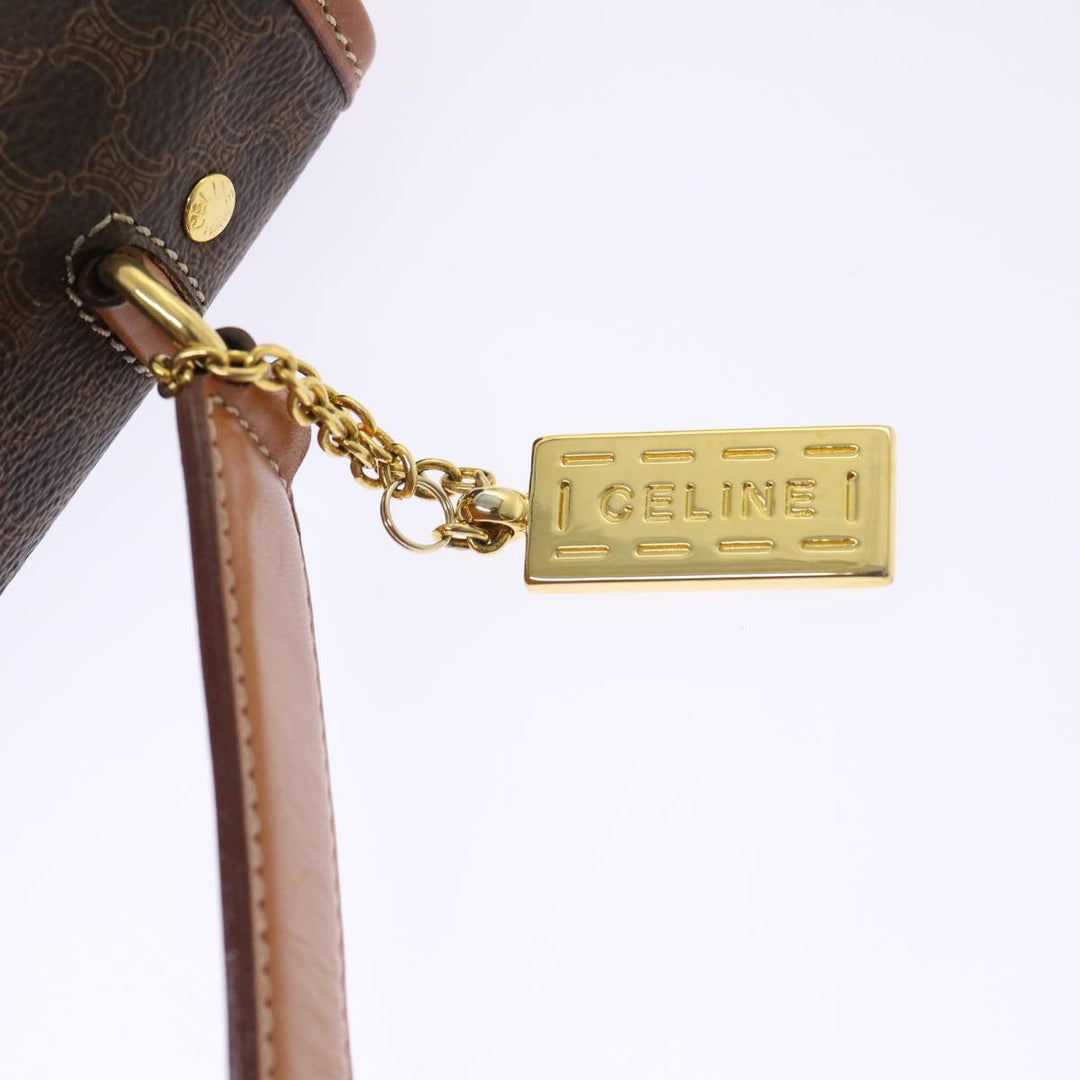 Celine Macadam Canvas Hand Bag PVC Leather Brown 7546B