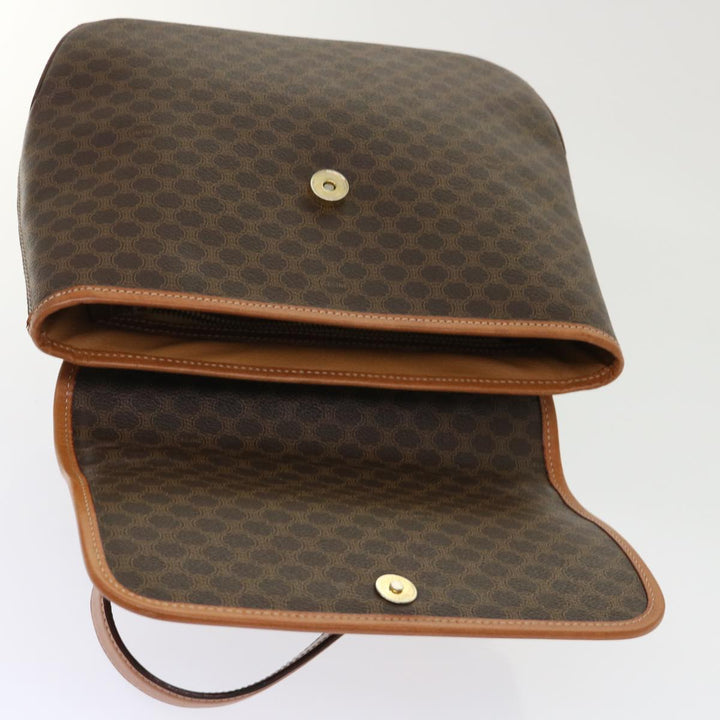 Celine Macadam Canvas Hand Bag PVC Leather Brown 7546B