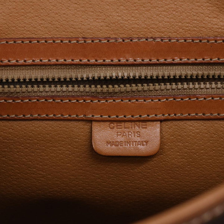Celine Macadam Canvas Hand Bag PVC Leather Brown 7546B