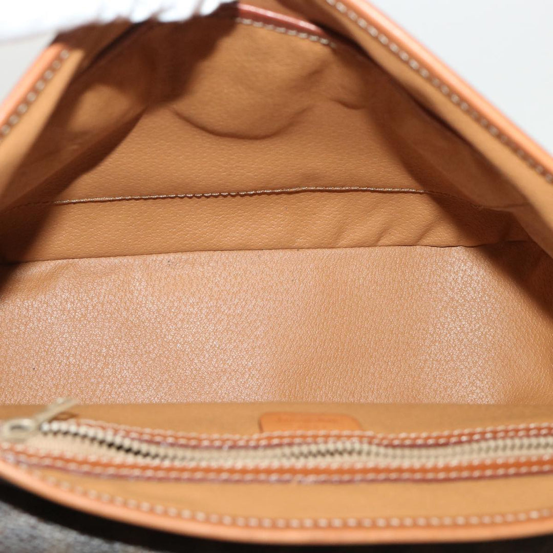 Celine Macadam Canvas Hand Bag PVC Leather Brown 7546B