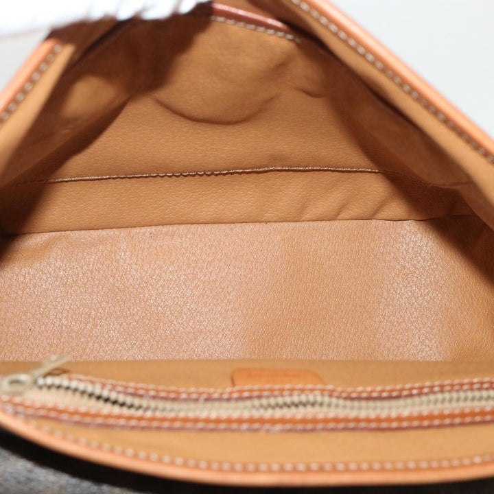 Celine Macadam Canvas Hand Bag PVC Leather Brown 7546B
