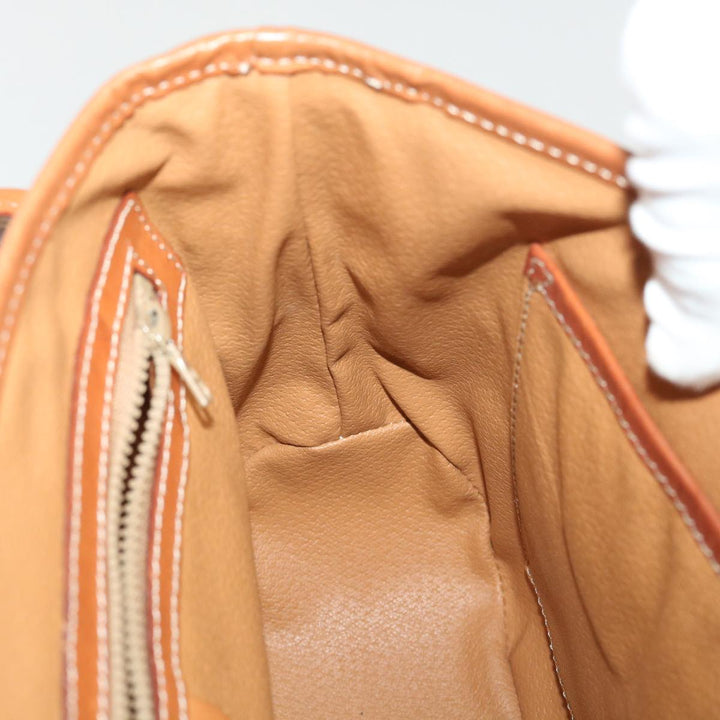 Celine Macadam Canvas Hand Bag PVC Leather Brown 7546B