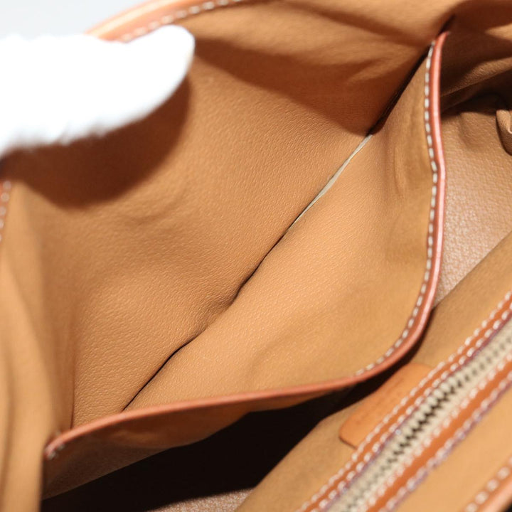 Celine Macadam Canvas Hand Bag PVC Leather Brown 7546B