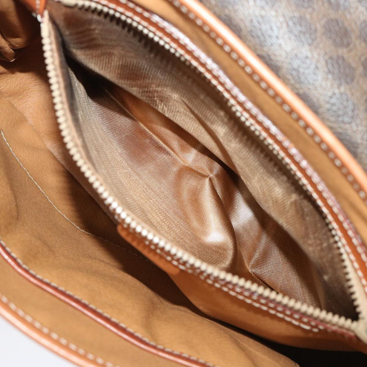Celine Macadam Canvas Hand Bag PVC Leather Brown 7546B