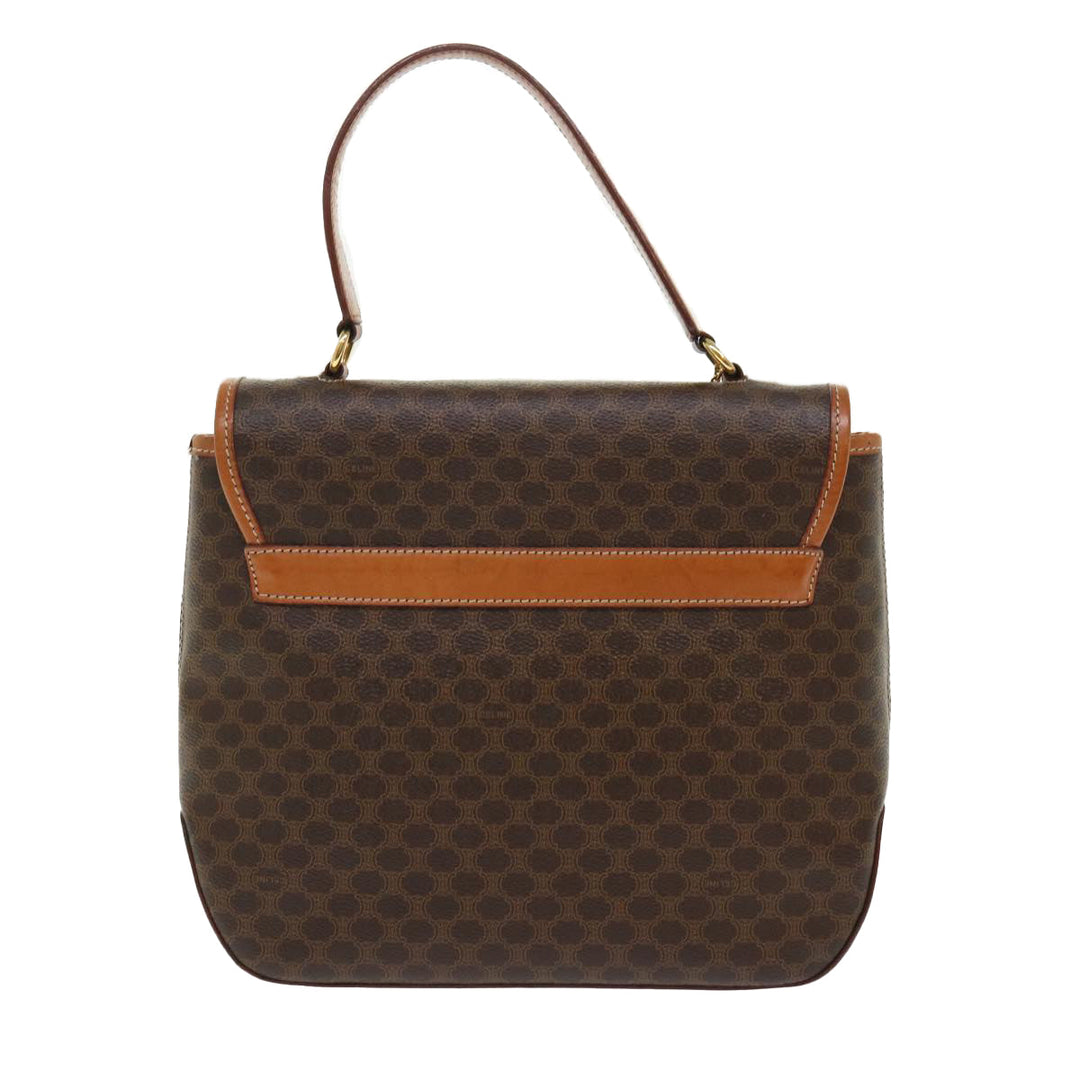 Celine Macadam Canvas Hand Bag PVC Leather Brown 7546B