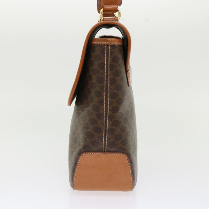 Celine Macadam Canvas Hand Bag PVC Leather Brown 7546B