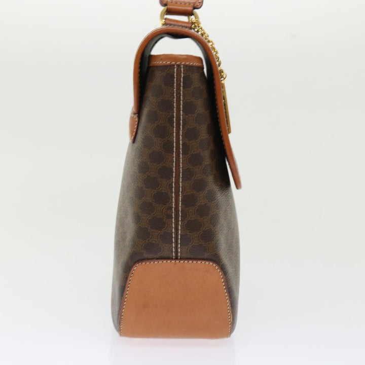 Celine Macadam Canvas Hand Bag PVC Leather Brown 7546B