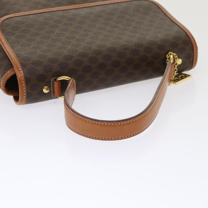 Celine Macadam Canvas Hand Bag PVC Leather Brown 7546B