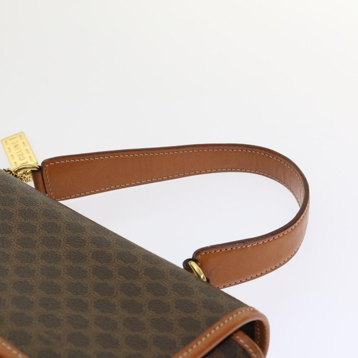 Celine Macadam Canvas Hand Bag PVC Leather Brown 7546B
