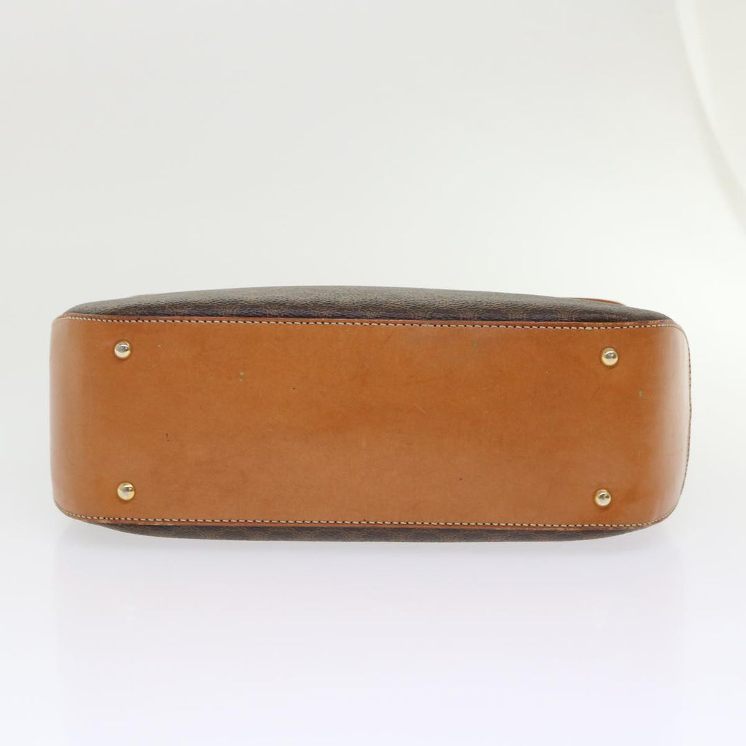 Celine Macadam Canvas Hand Bag PVC Leather Brown 7546B