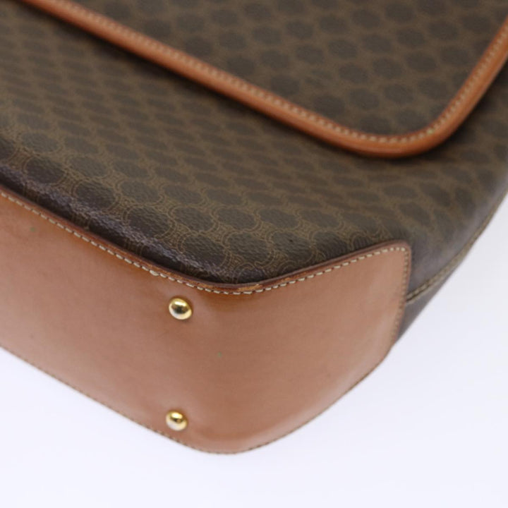 Celine Macadam Canvas Hand Bag PVC Leather Brown 7546B