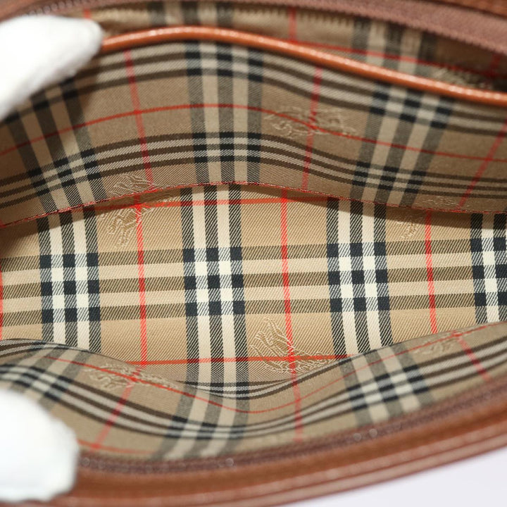 BURBERRYS Clutch Bag Leather Brown Auth yk7639