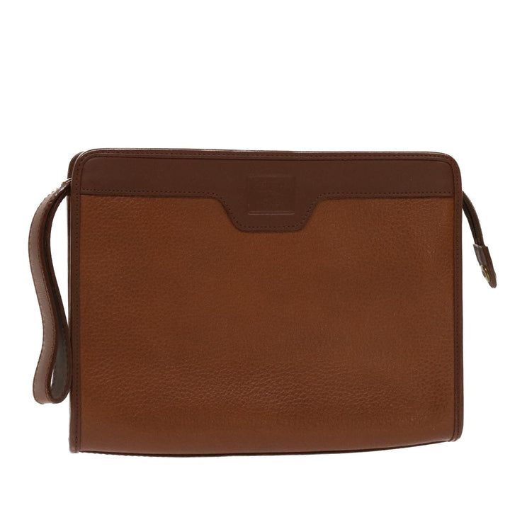 BURBERRYS Clutch Bag Leather Brown Auth yk7639