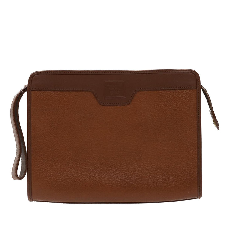 BURBERRYS Clutch Bag Leather Brown Auth yk7639