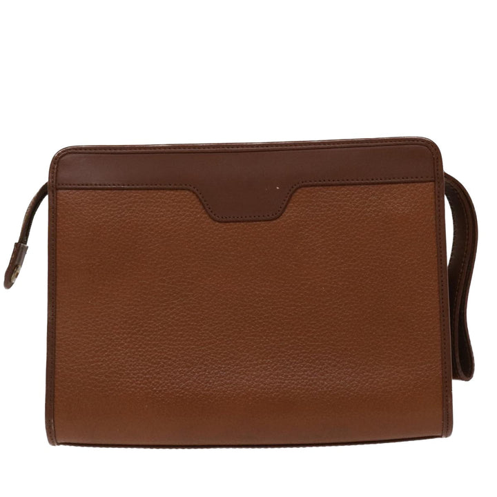 BURBERRYS Clutch Bag Leather Brown Auth yk7639