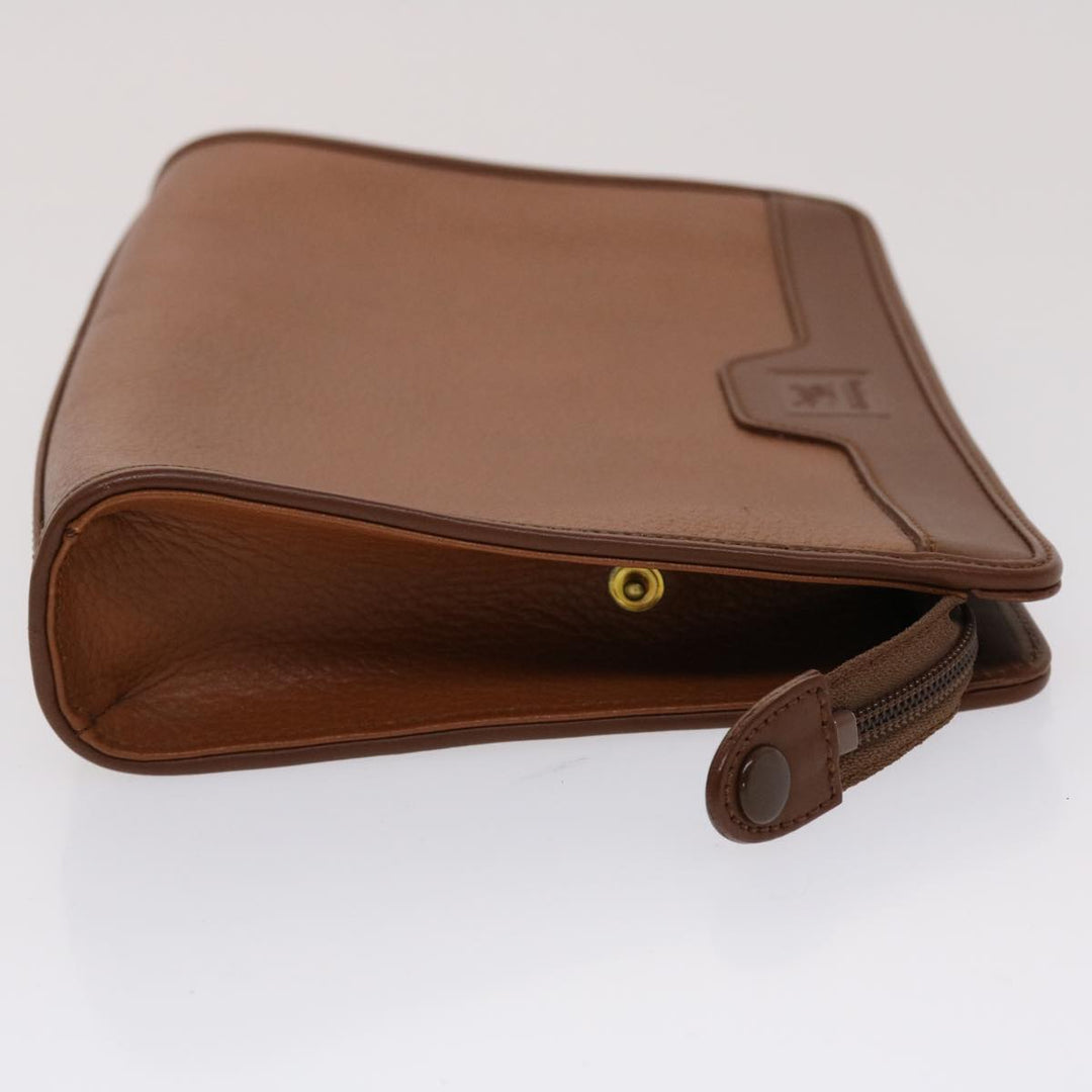 BURBERRYS Clutch Bag Leather Brown Auth yk7639
