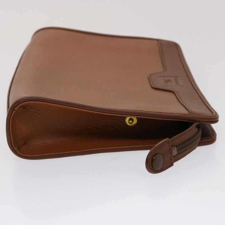 BURBERRYS Clutch Bag Leather Brown Auth yk7639